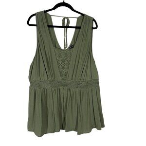 Torrid Green with Lace Babydoll Tank Top Women's Plus Size 3X